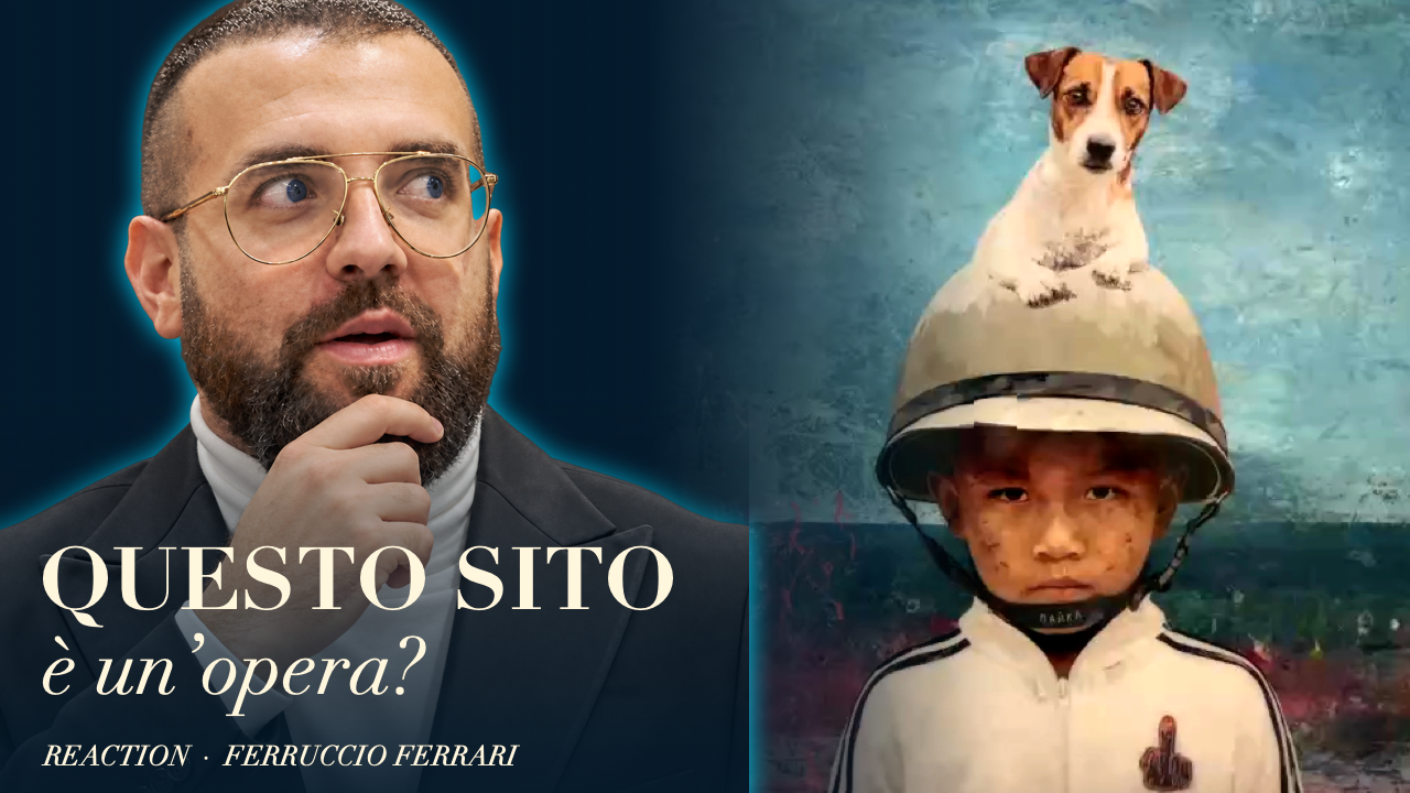 Cover della video reaction: Vanni Rinaldi accanto a Laika Lives di Ferruccio Ferrari