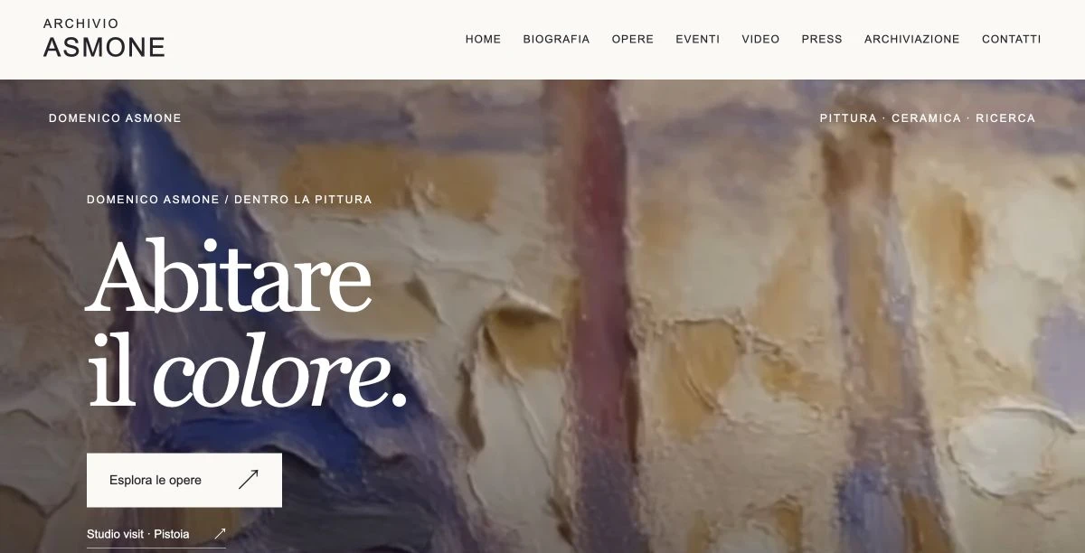 Homepage originale di Archivio Asmone: Abitare il colore, sul dettaglio di un dipinto
